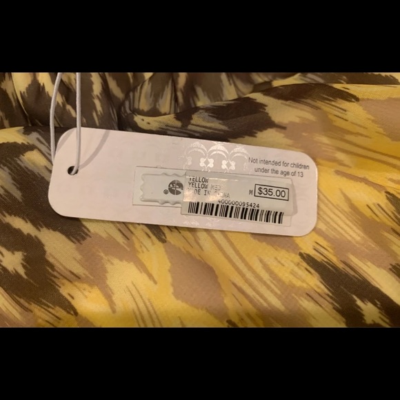 NWT Boho Yellow Cold Shoulder Dress Size Medium - Picture 6 of 6